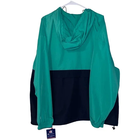 Champion Authentic Athletic Wear Windbreaker Green and Navy Blue Size 2XL - Picture 1 of 3